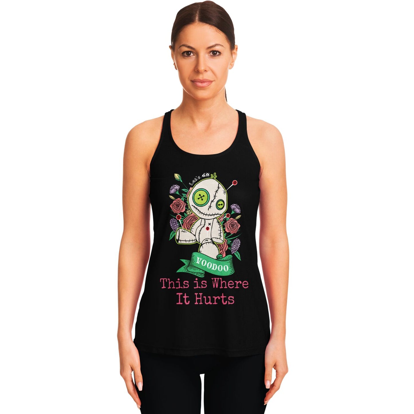 Voodoo Doll "this is where it hurts" - Racerback Tank Top
