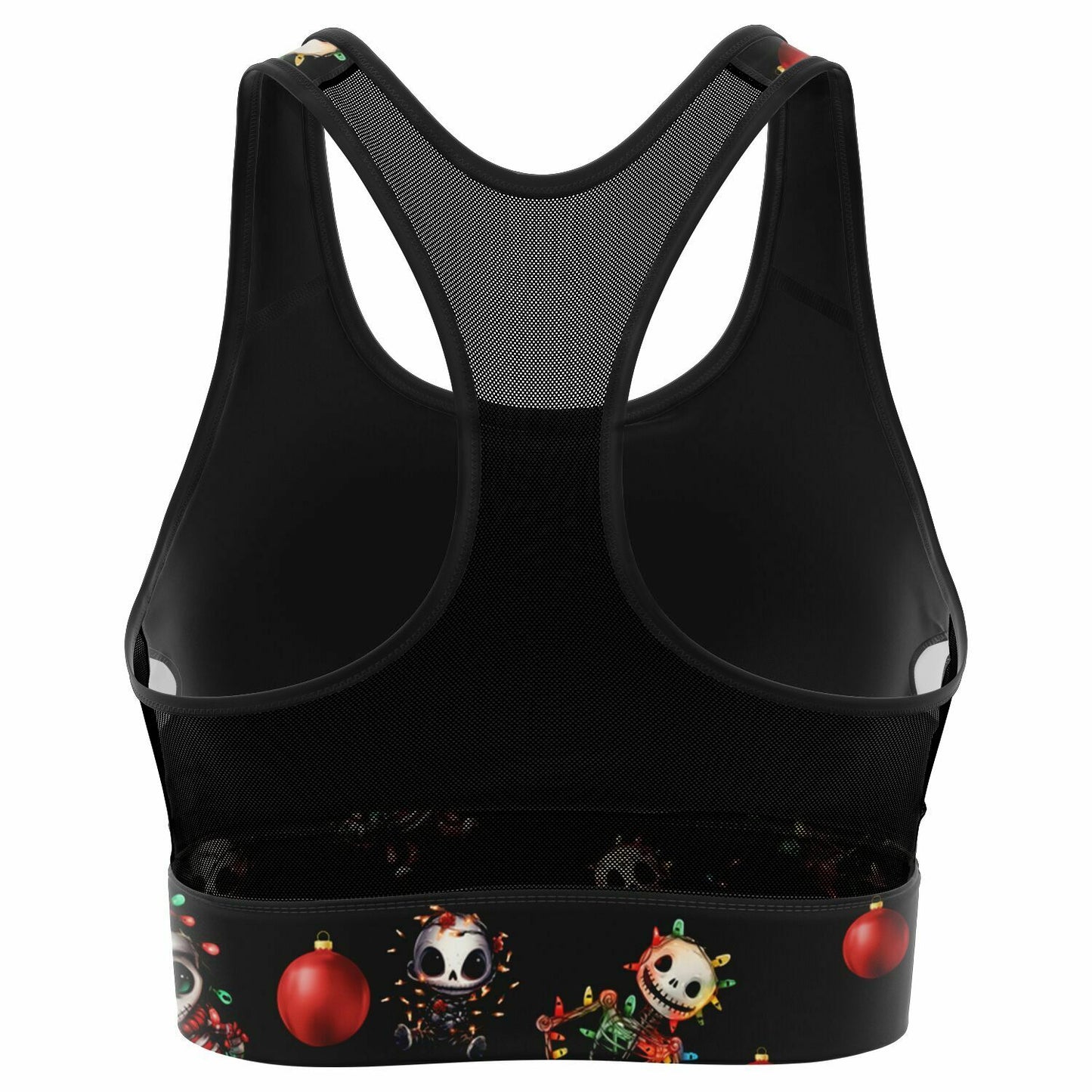 Mesh Padded Sports Bra - festive skeleton