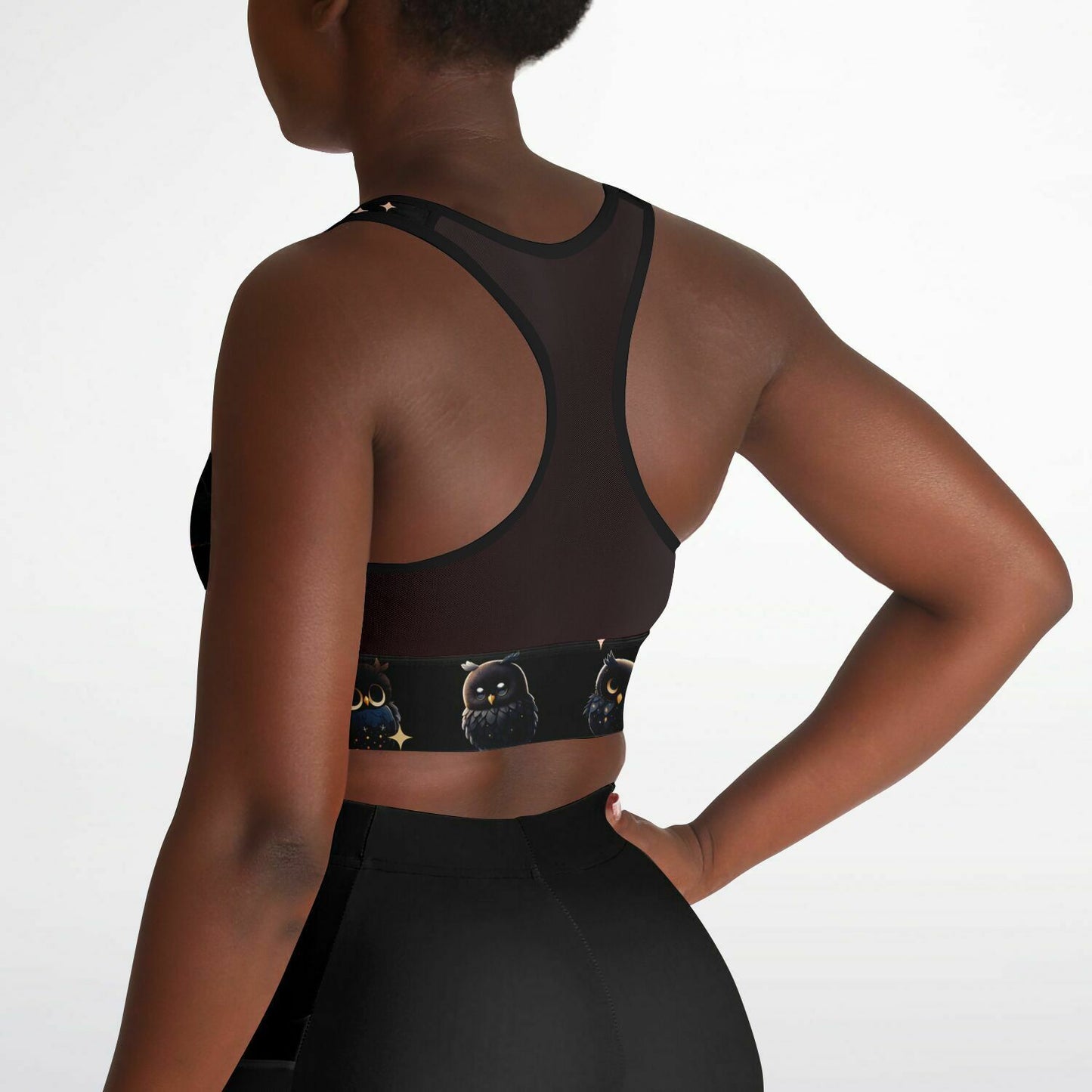 Mesh Padded Sports Bra - midnight owl