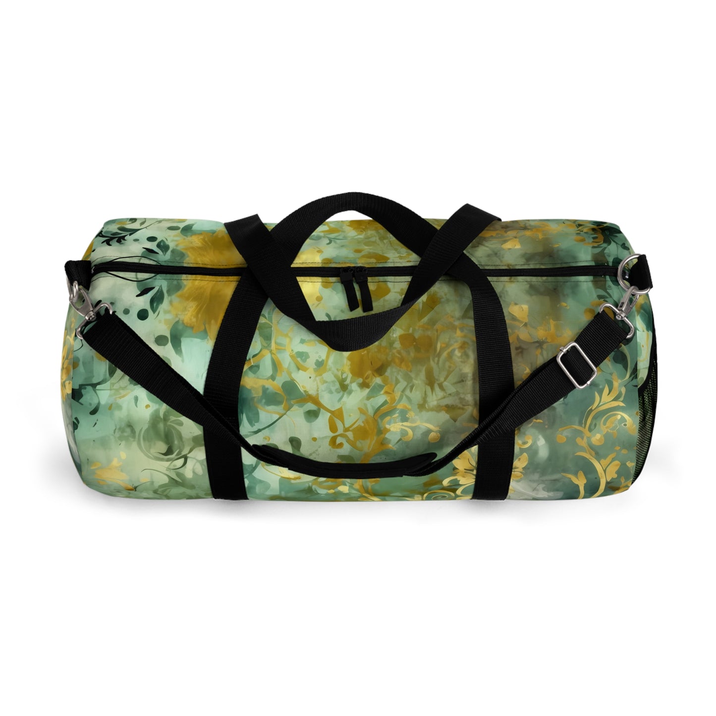 Sage and Gold Damask Gym Bag - yoga duffle bag