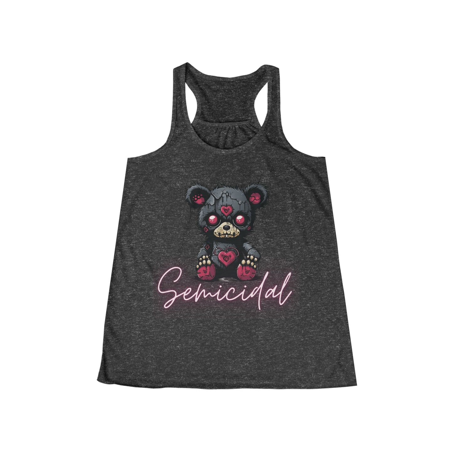 Flowy Racerback Tank Top - Emo Teddy 'semicidal'