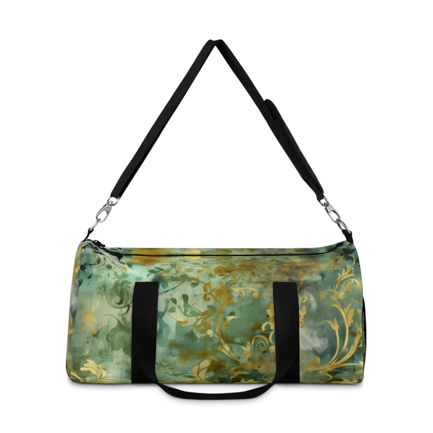 Sage and Gold Damask Gym Bag - yoga duffle bag