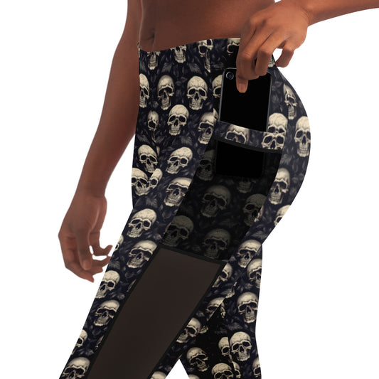 Gothic Skull - Mesh Pocket Performance Legging