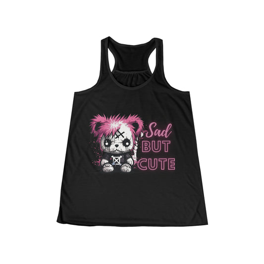 Flowy Racerback Tank Top - Emo Teddy 'sad but cute'