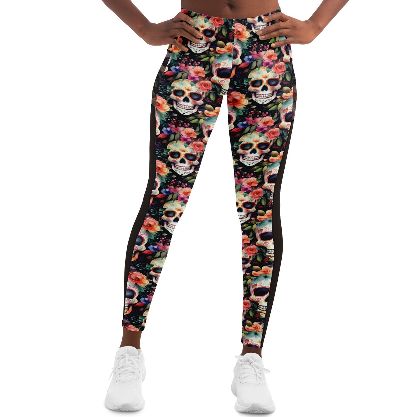 Sugar Skull - Mesh Pocket Performance Leggings
