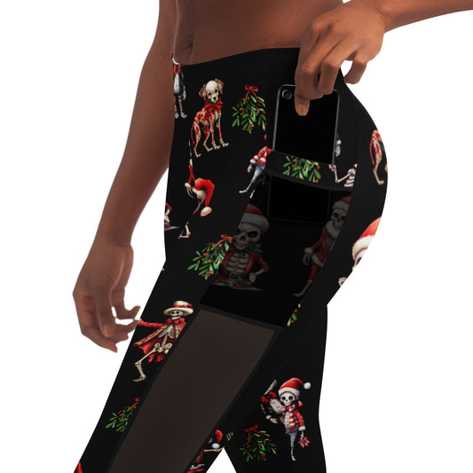 Skeleton Christmas - Mesh Pocket Performance Leggings