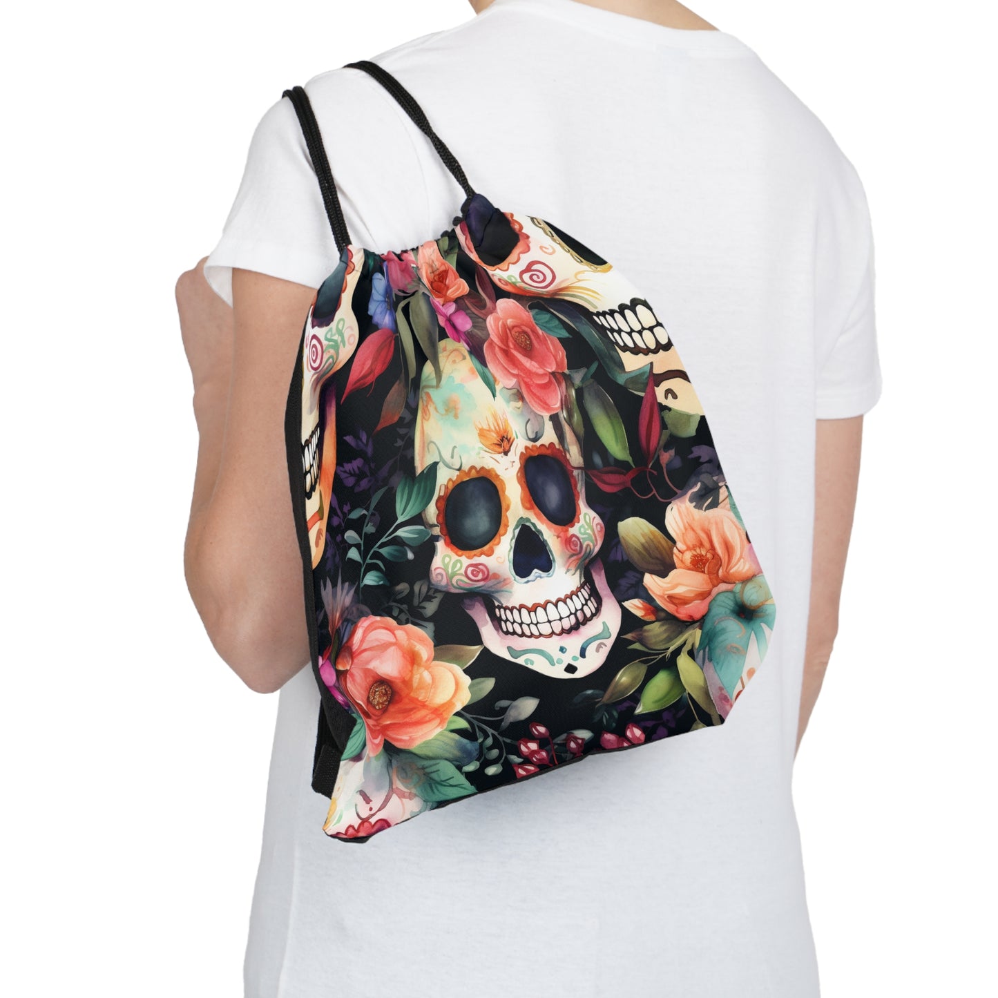 Sugar Skulls Fitness Drawstring Bag - Whimsigoth gym Gear