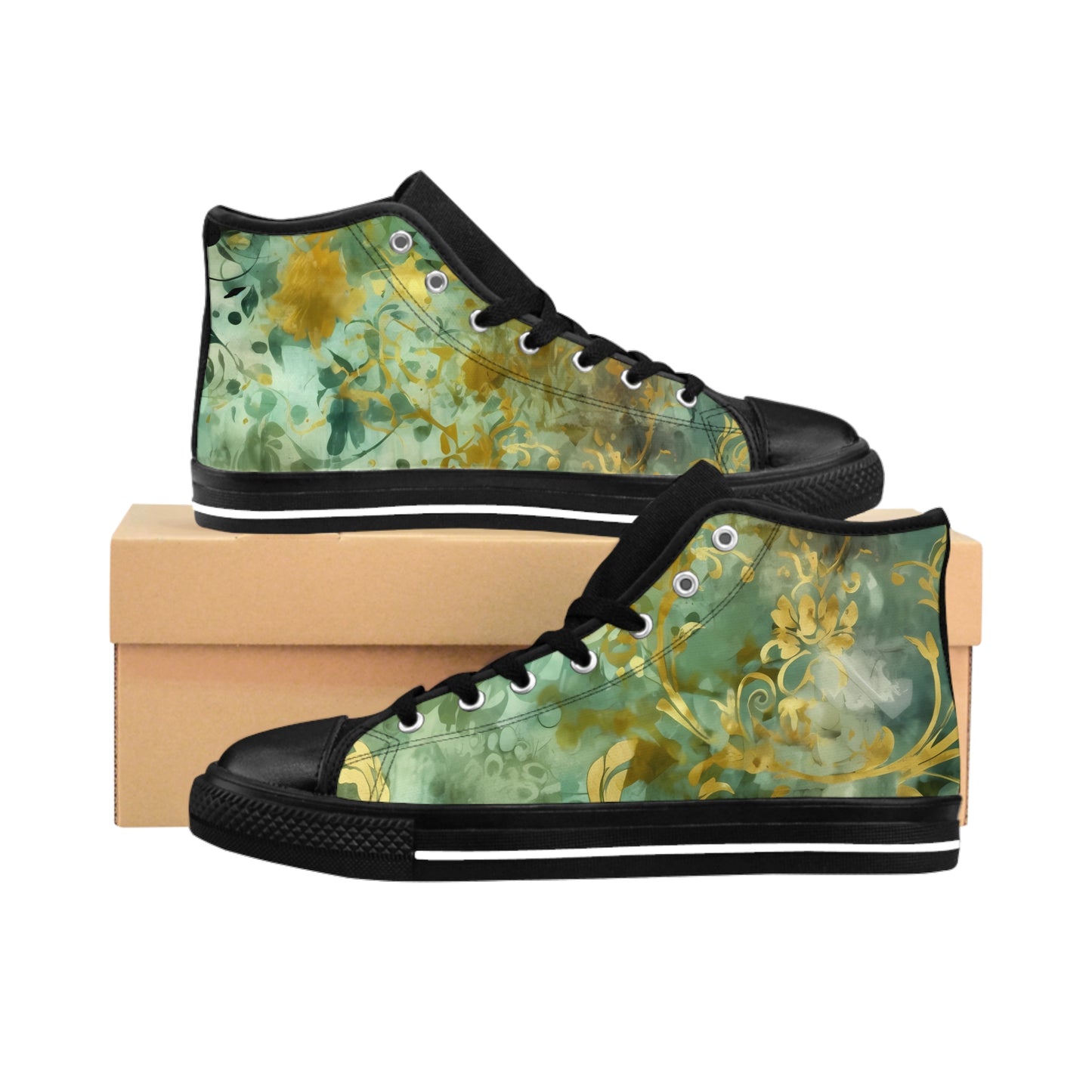 Sage and Gold Damask - Lifting High Top sneakers
