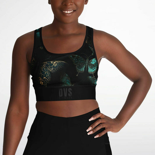 Dark Butterfly Mesh Padded Sports Bra