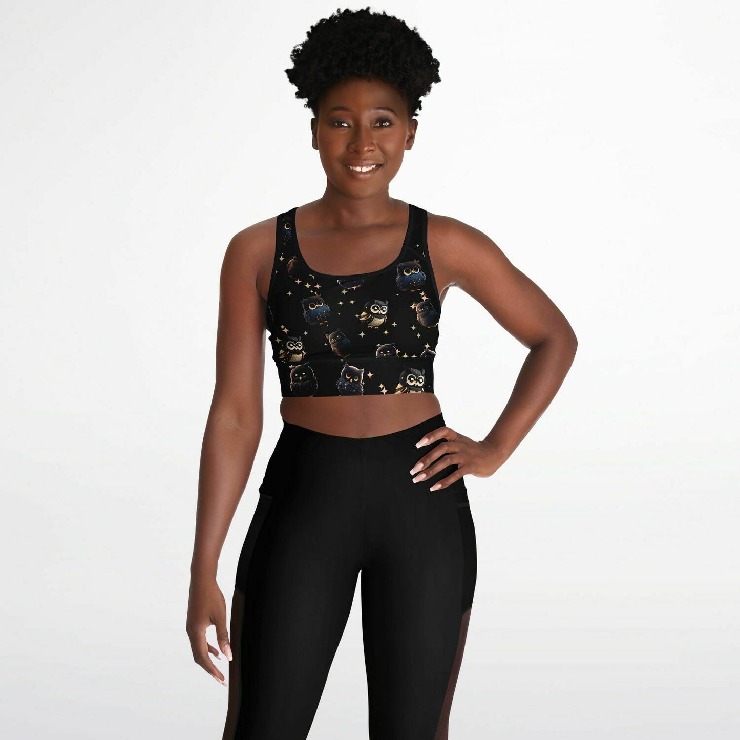 Mesh Padded Sports Bra - midnight owl