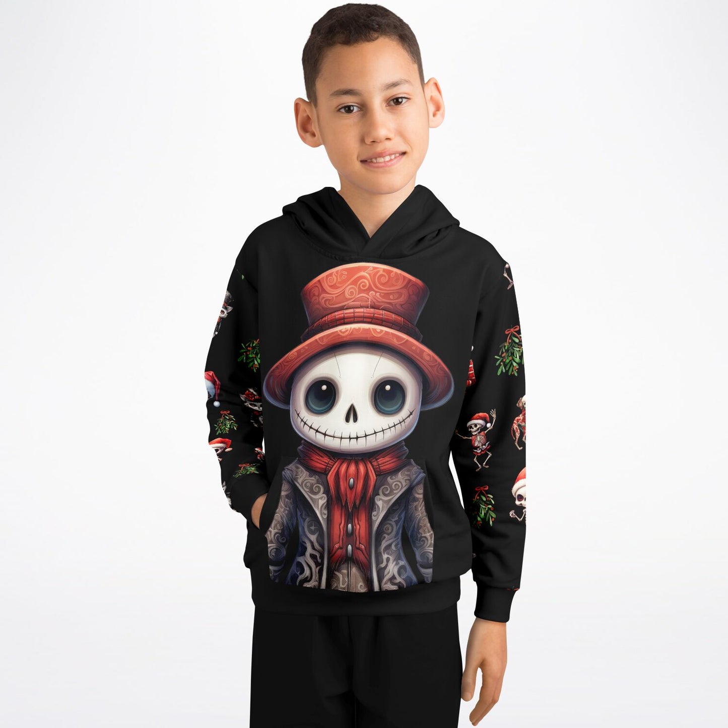 Skeleton Christmas - Athletic Kids Hoodie