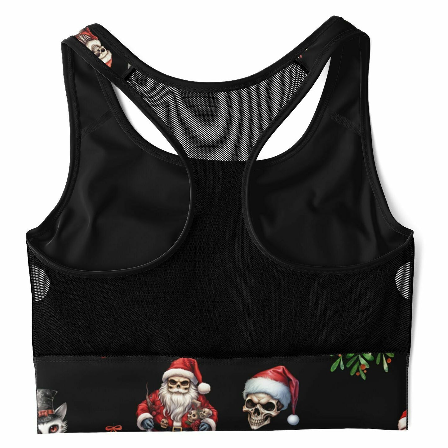 Mesh Padded Sports Bra - skeleton christmas