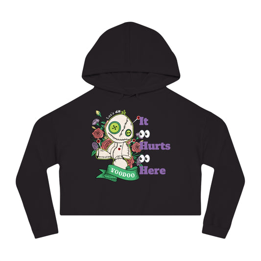 Cropped Hoodie - Voodoo Doll "I Hurts Here"