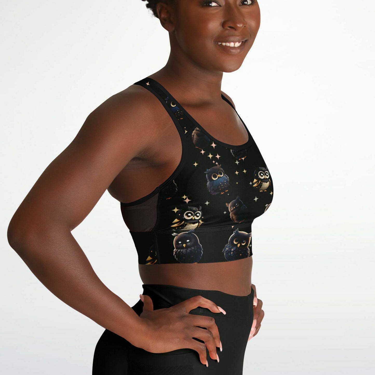 Mesh Padded Sports Bra - midnight owl