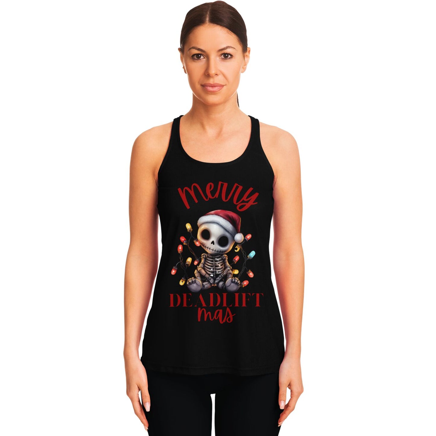 Merry Deadlift-mas Festive Skeleton - Racerback Tank Top