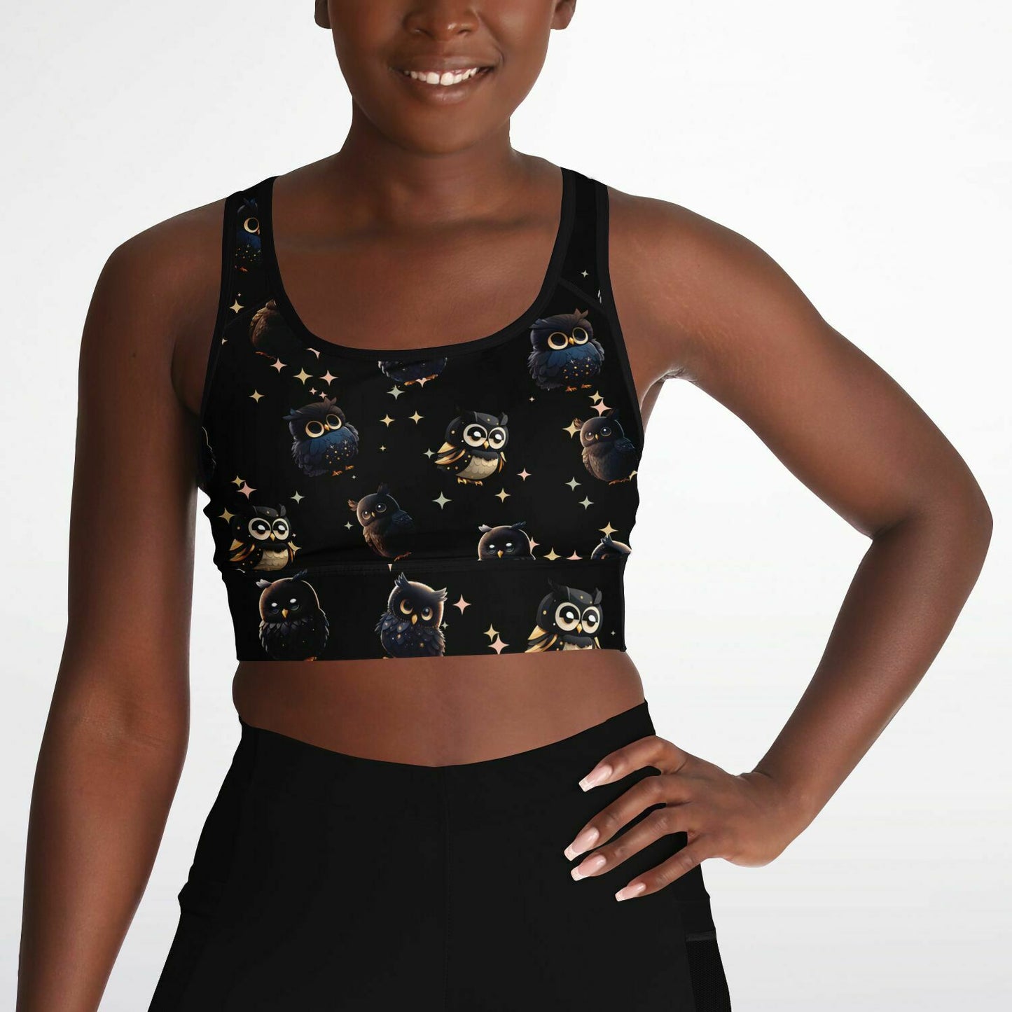 Mesh Padded Sports Bra - midnight owl
