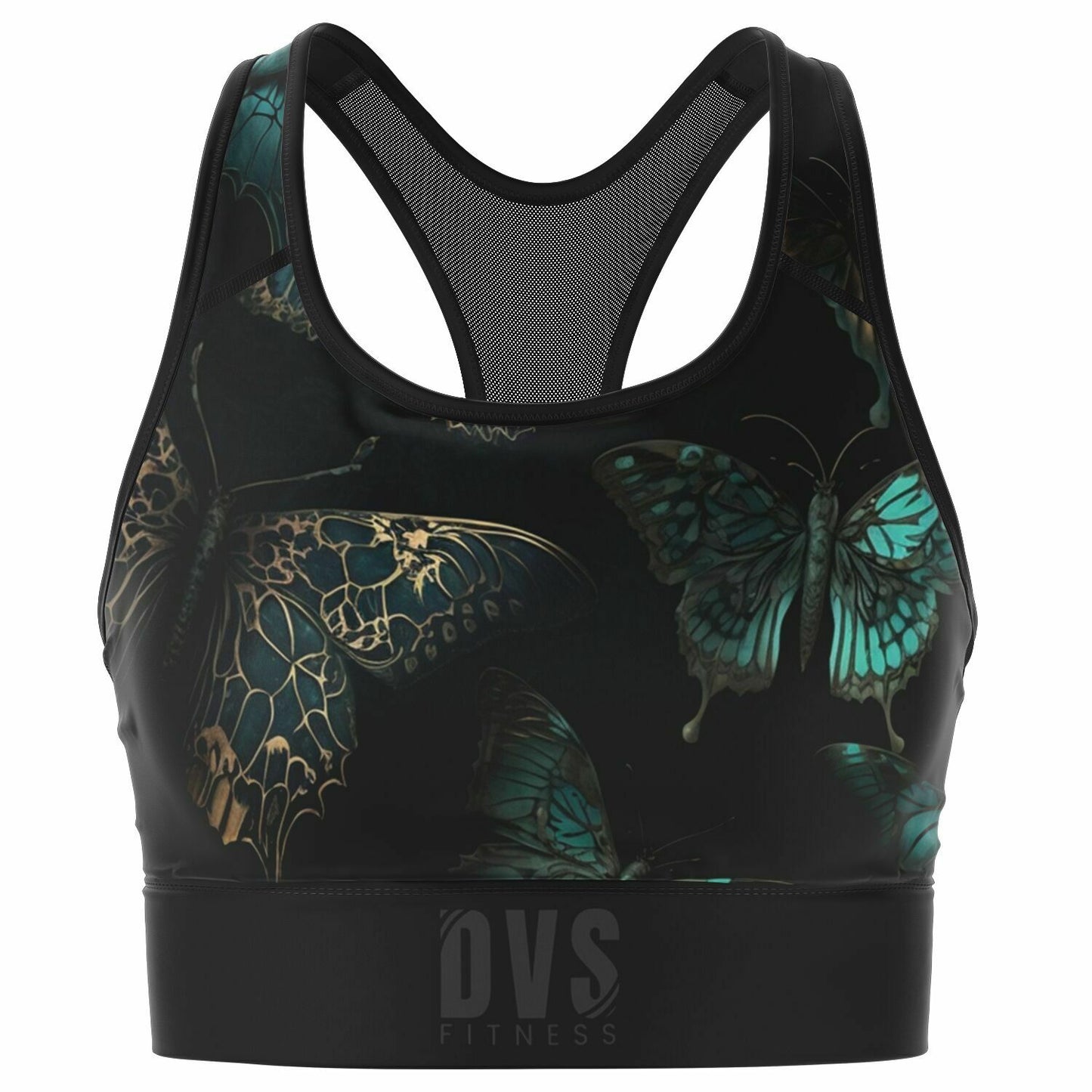 Dark Butterfly Mesh Padded Sports Bra