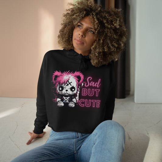 Cropped Hoodie - Emo Teddy 'Sad but Cute'