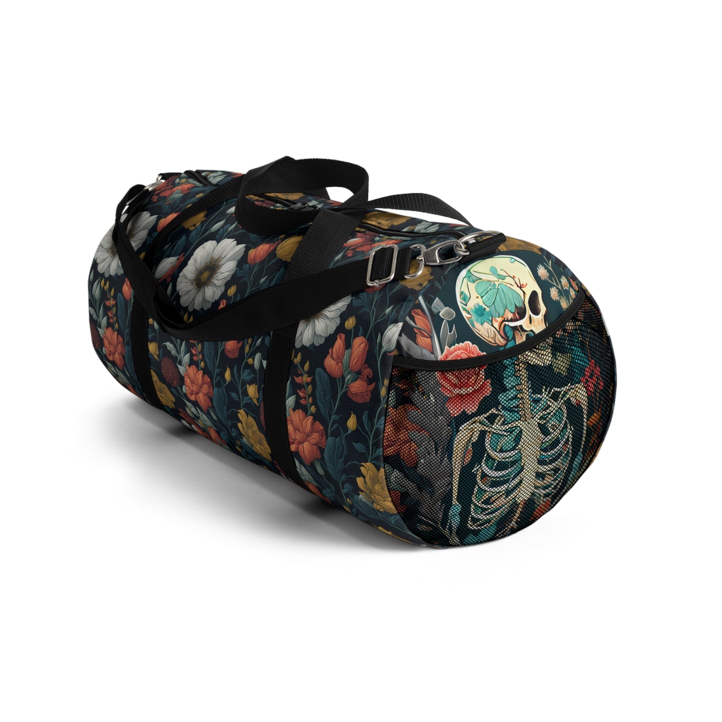 Whimsigoth Skull and Flowers Gym Bag - Duffle bag