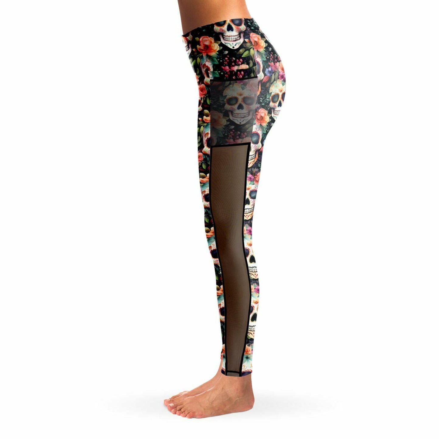 Sugar Skull - Mesh Pocket Performance Leggings