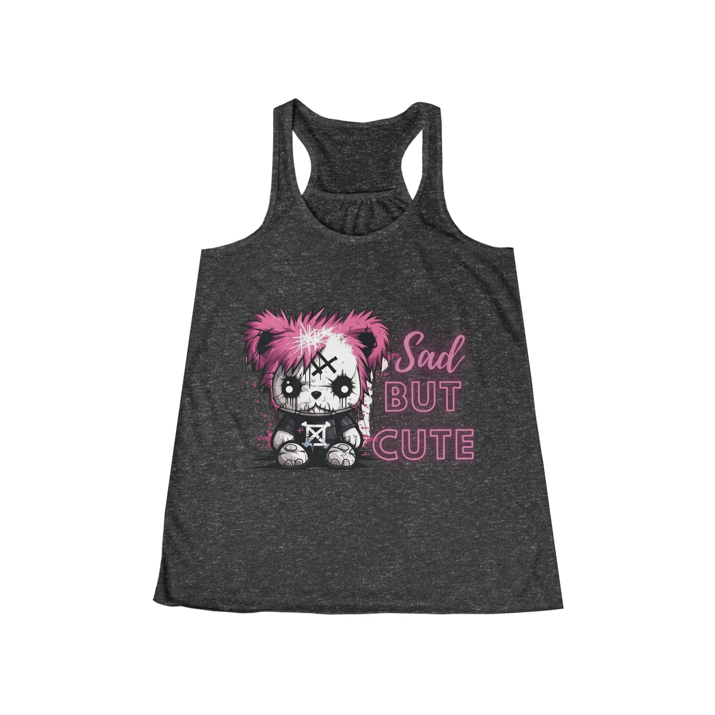 Flowy Racerback Tank Top - Emo Teddy 'sad but cute'