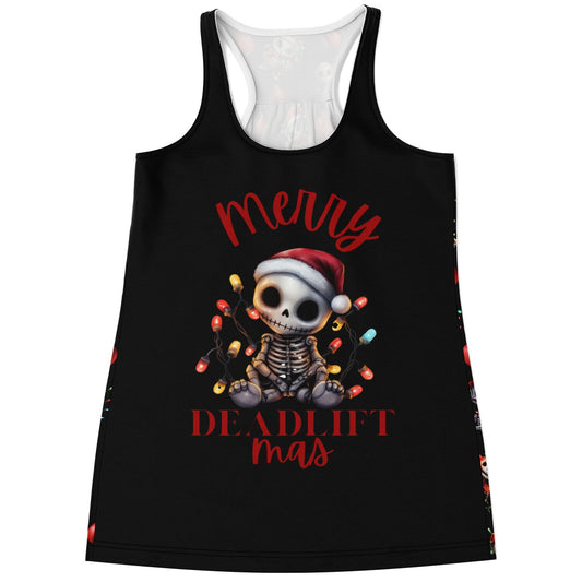 Merry Deadlift-mas Festive Skeleton - Racerback Tank Top