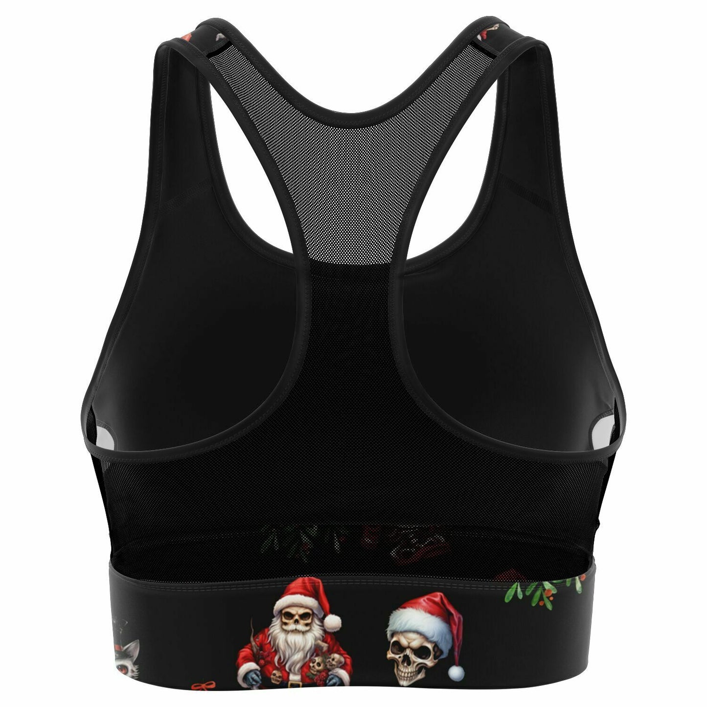 Mesh Padded Sports Bra - skeleton christmas