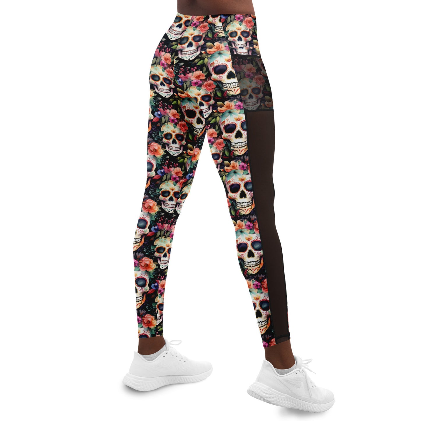 Sugar Skull - Mesh Pocket Performance Leggings