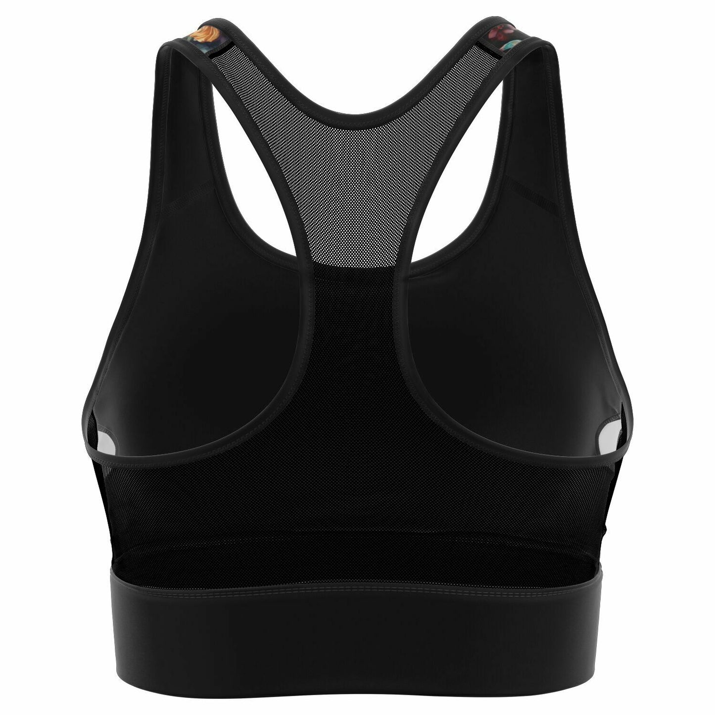 skull & flower Mesh Padded Sports Bra - Whimsigoth