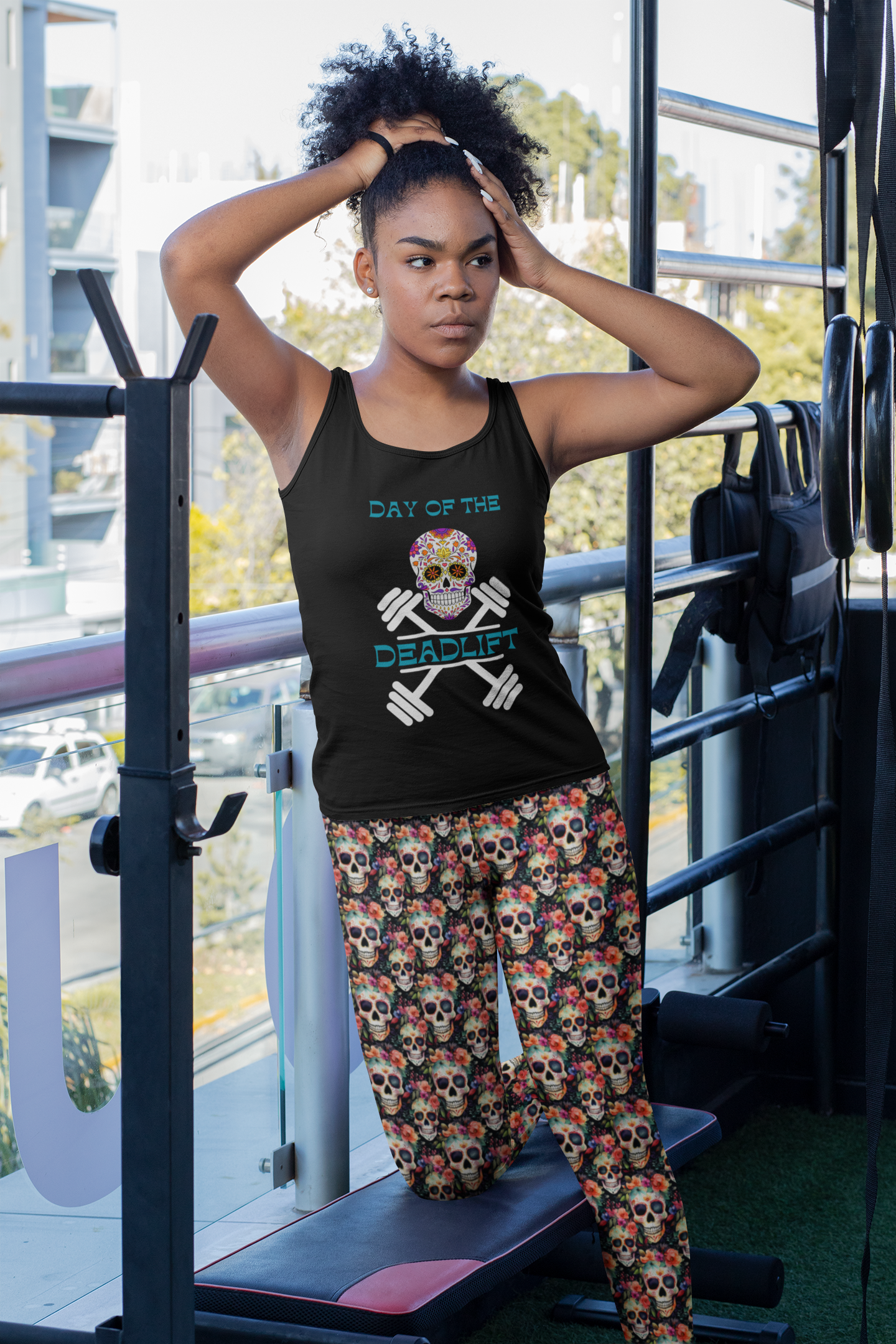 "Day of the Deadlift" Sugar Skull - Racerback Tank Top