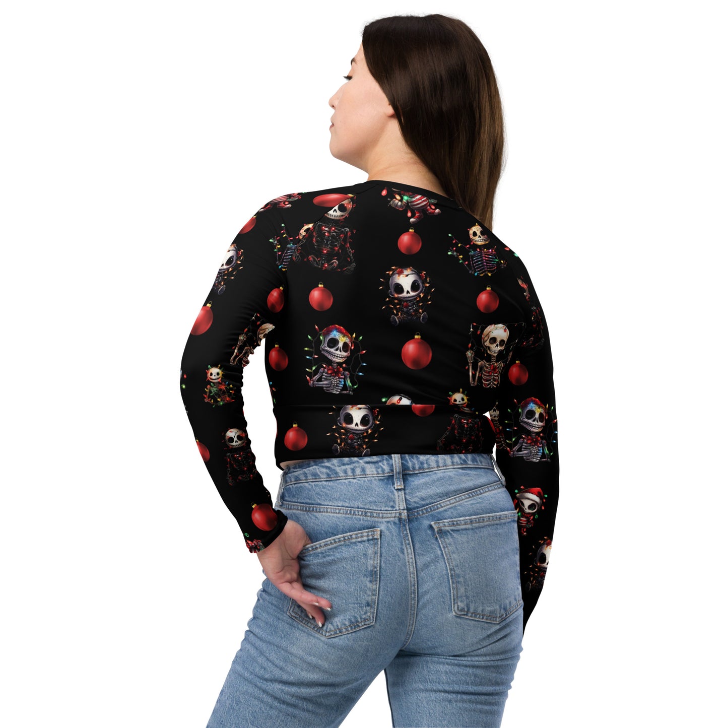 Eco Friendly long-sleeve crop top - Merry Deadlift-mas