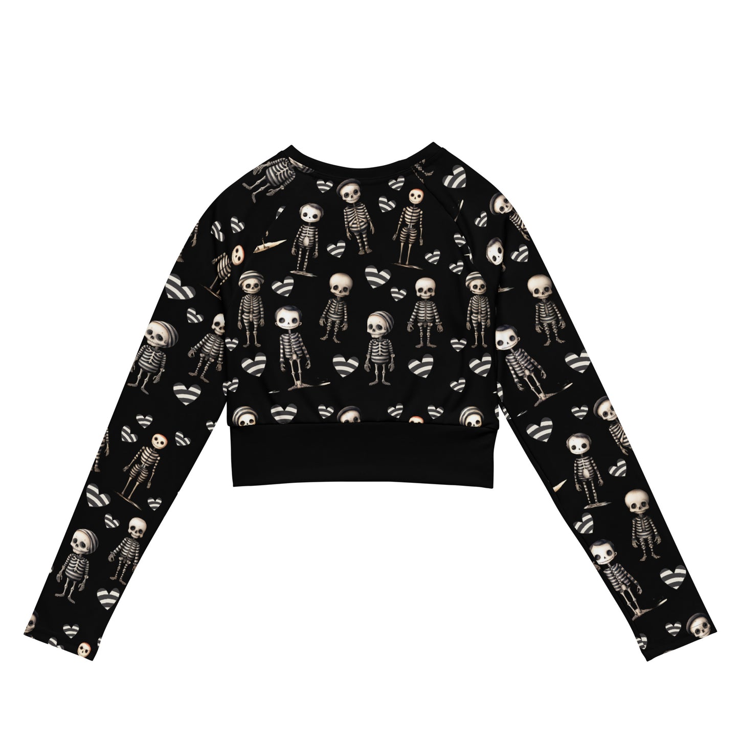 Eco friendly long-sleeve crop top - Jailhouse Skeleton "Leg Day"