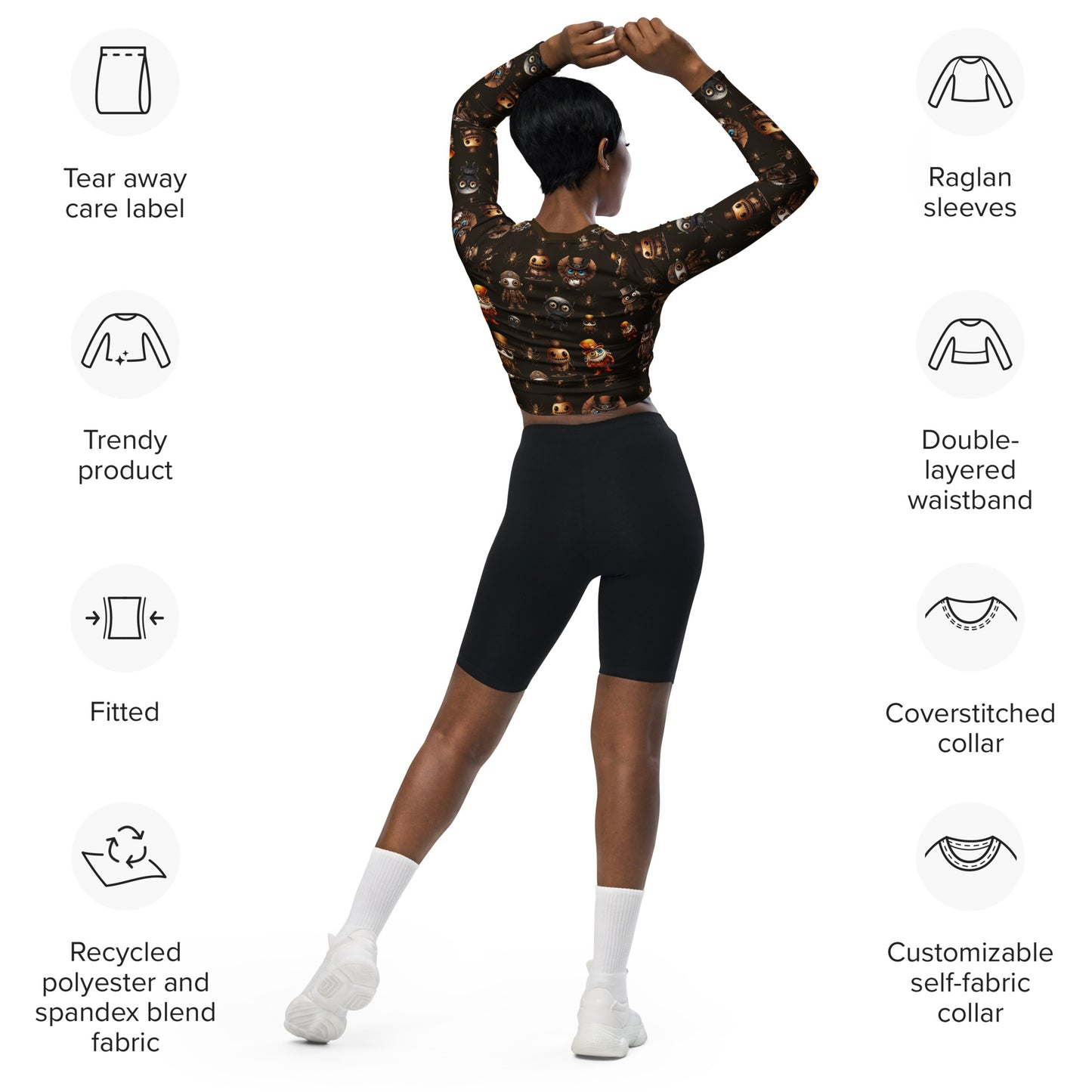 Eco Friendly long-sleeve crop top - Misfit Steampunk Crew "Got Steam"