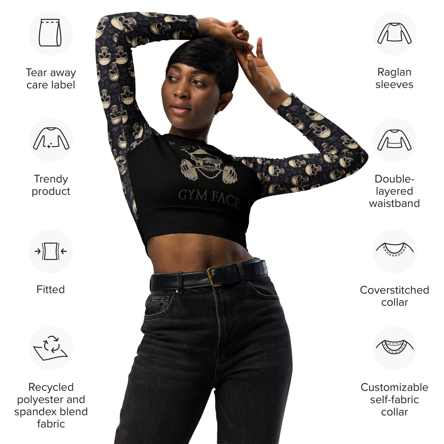 Recycled long-sleeve crop top