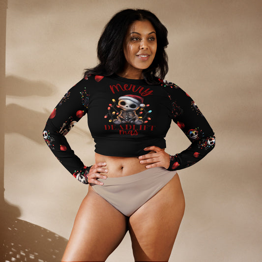Eco Friendly long-sleeve crop top - Merry Deadlift-mas