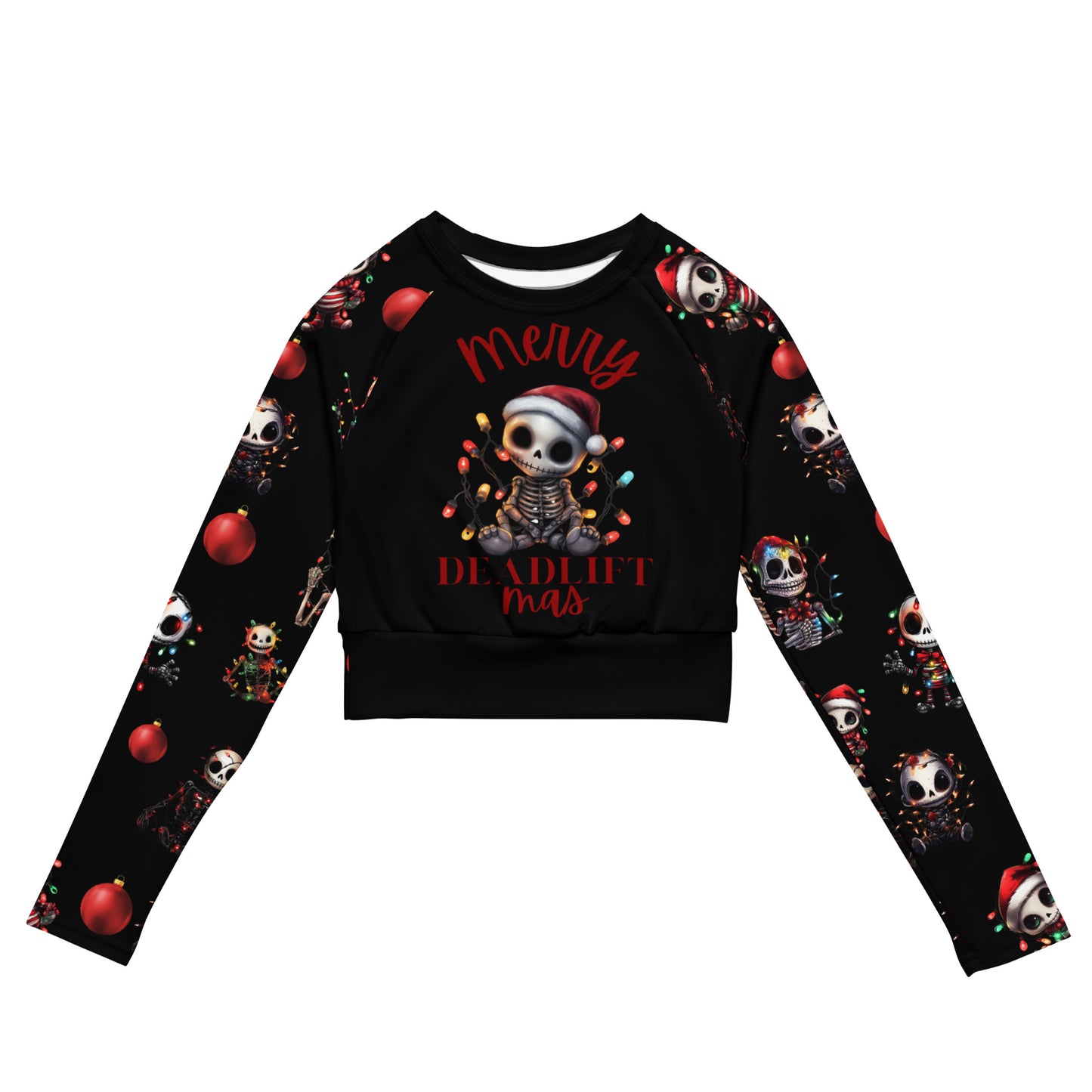Eco Friendly long-sleeve crop top - Merry Deadlift-mas