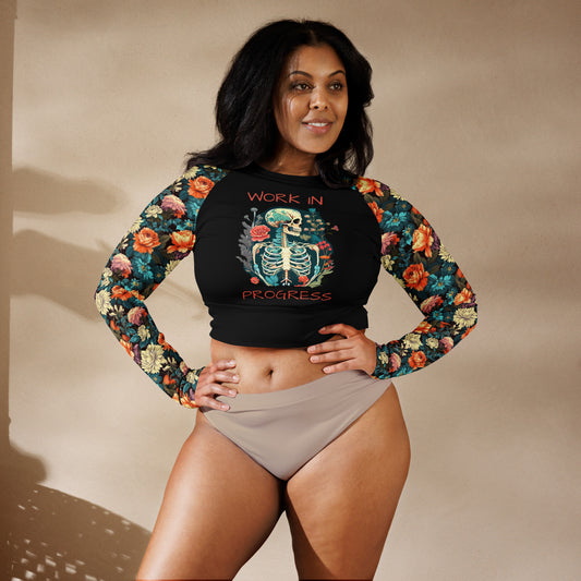 Eco Friendly long-sleeve crop top - Skeleton "Work in Progress"