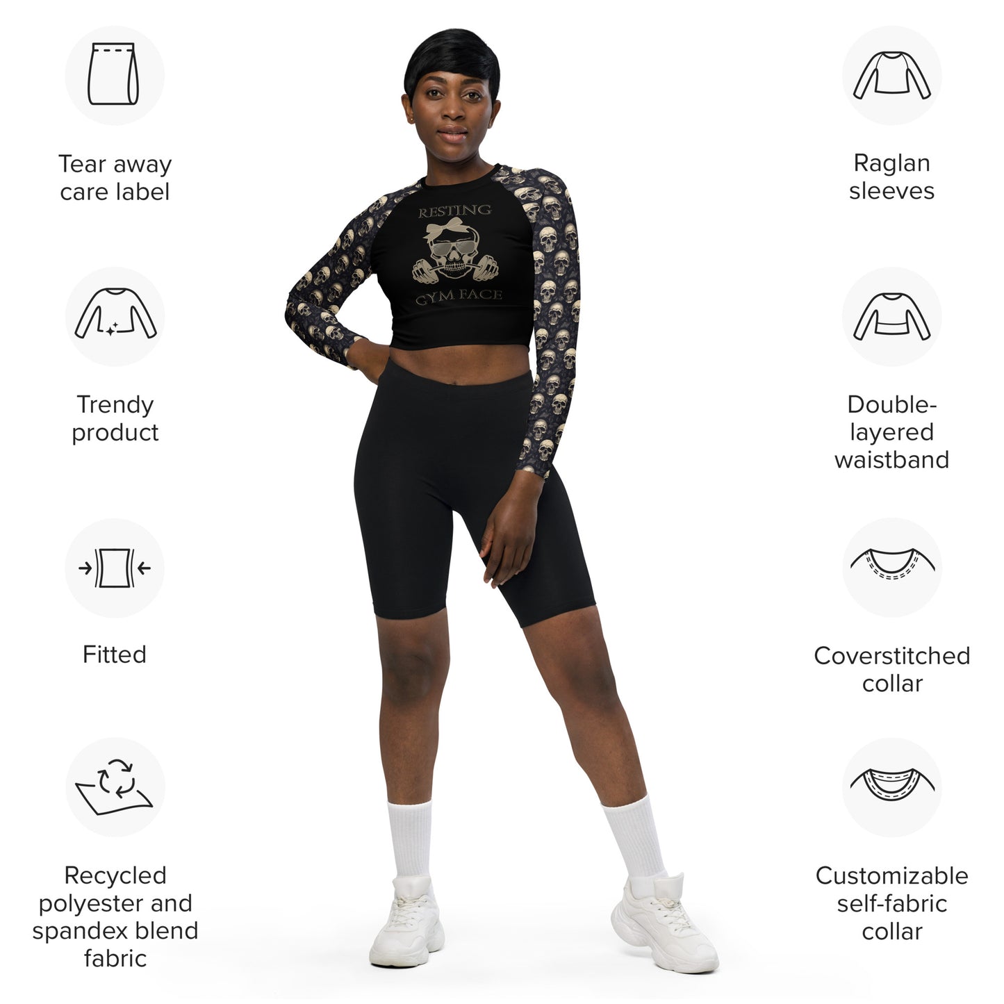 Recycled long-sleeve crop top