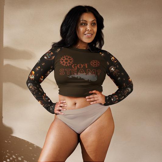 Eco Friendly long-sleeve crop top - Misfit Steampunk Crew "Got Steam"