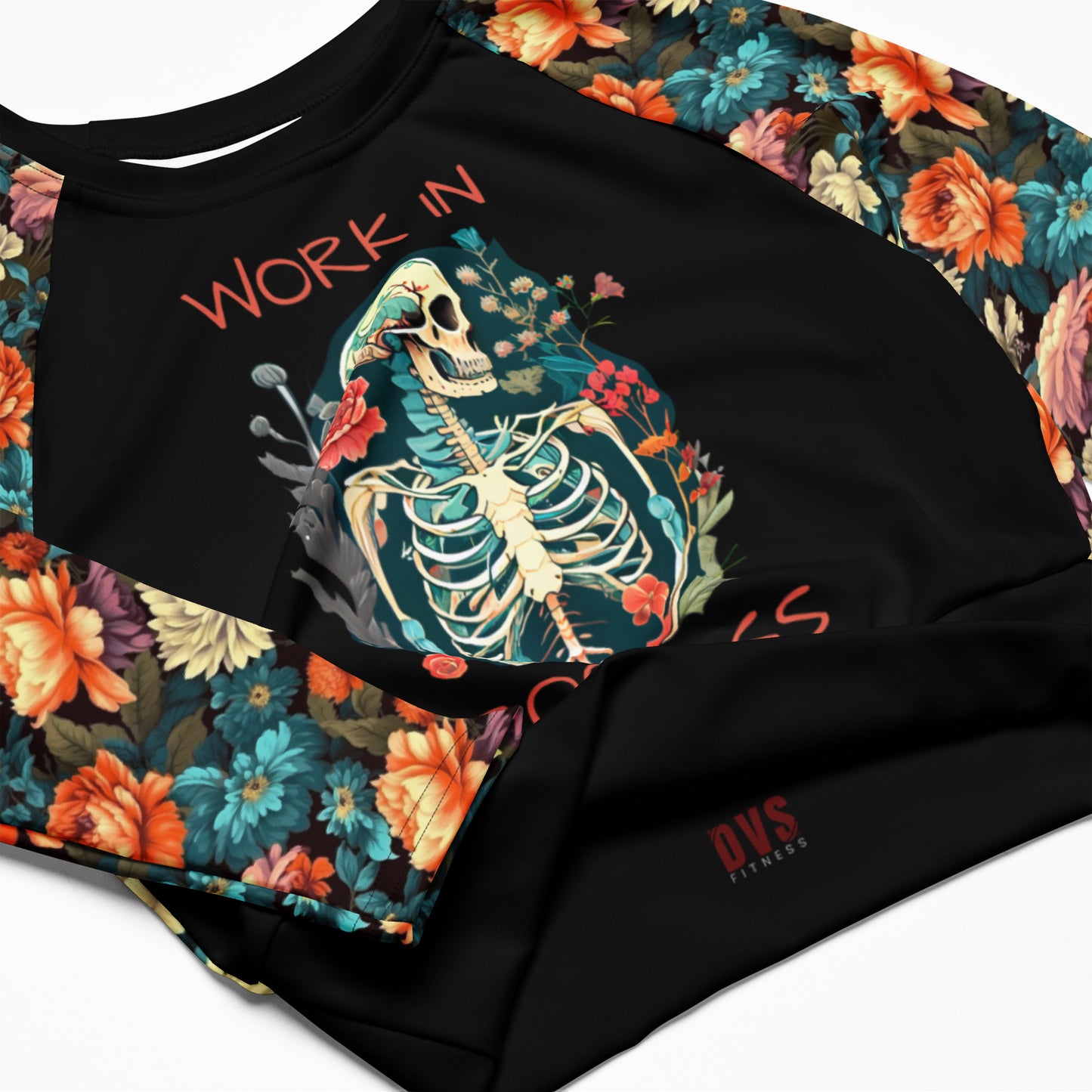 Eco Friendly long-sleeve crop top - Skeleton "Work in Progress"