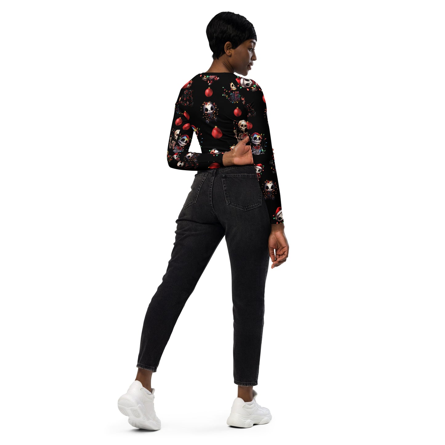 Eco Friendly long-sleeve crop top - Merry Deadlift-mas