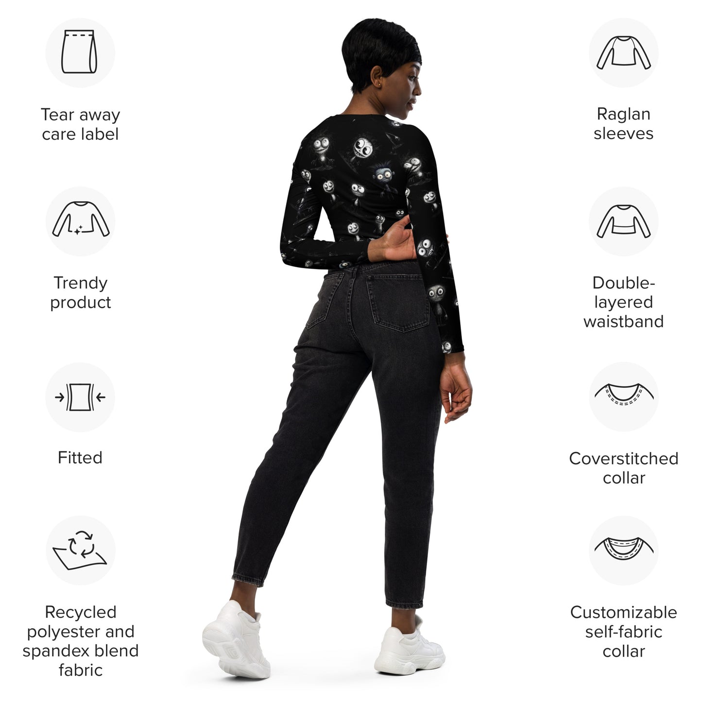 Eco Friendly long-sleeve crop top - Misfit "Monster in the Gym"