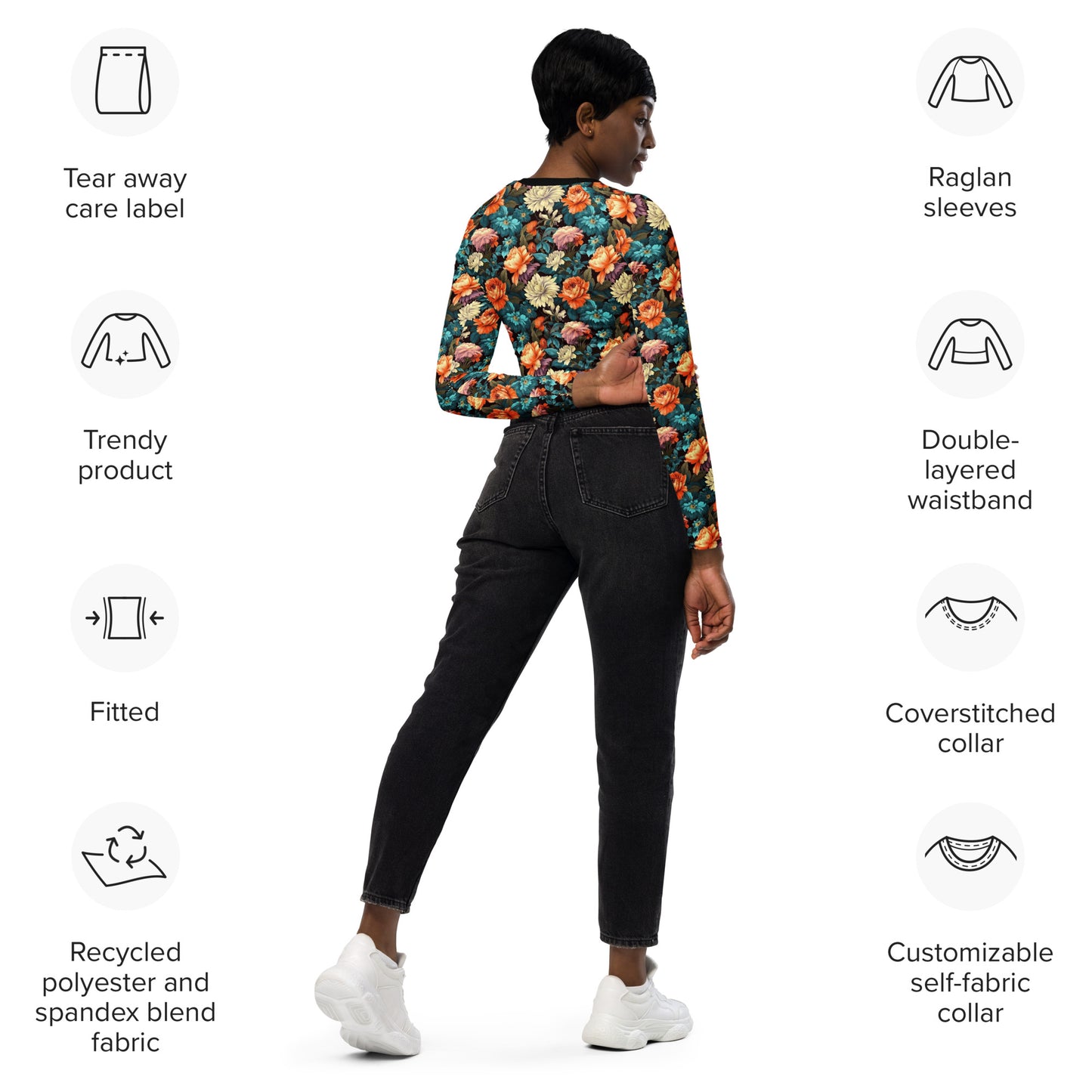 Eco Friendly long-sleeve crop top - Skeleton "Work in Progress"