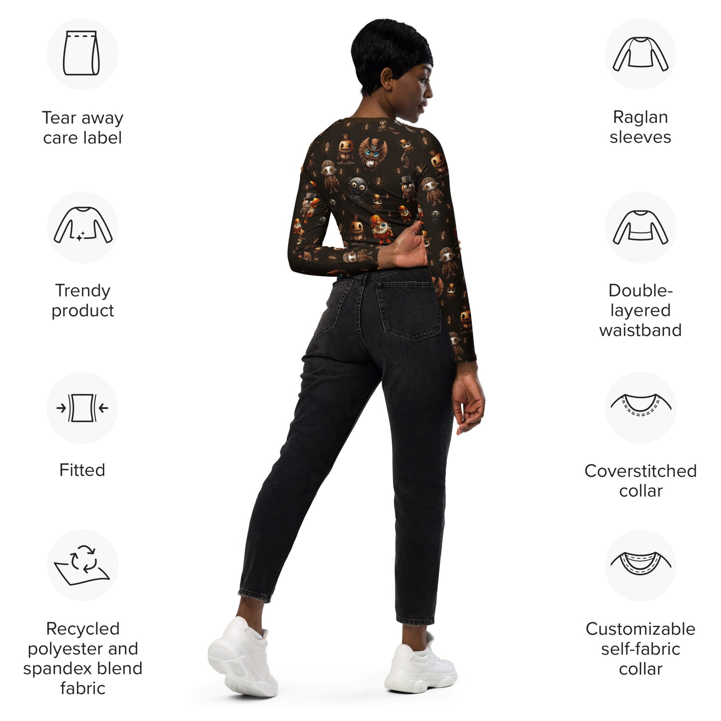 Eco Friendly long-sleeve crop top - Misfit Steampunk Crew "Got Steam"