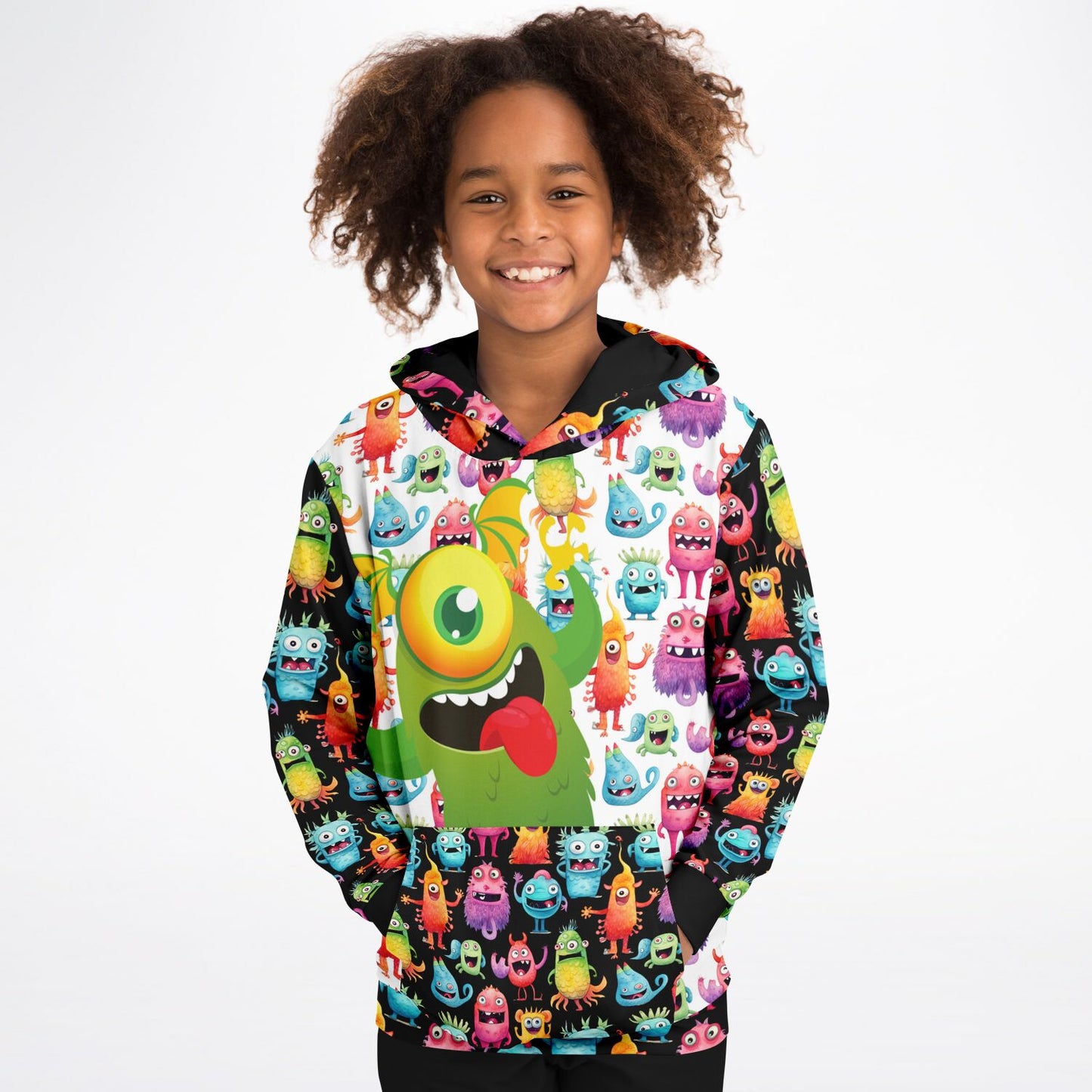 Cheerful Monster in training - Athletic Kids Hoodie