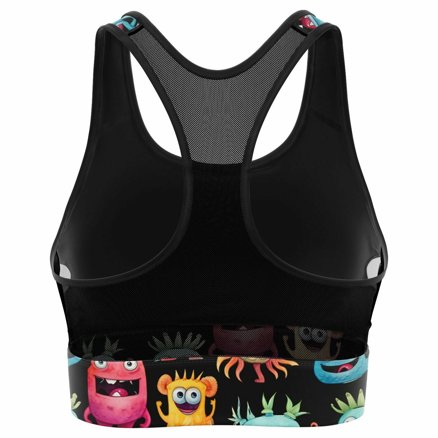 Mesh Padded Sports Bra - cheerful monster