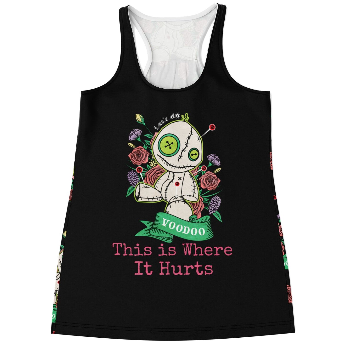 Voodoo Doll "this is where it hurts" - Racerback Tank Top