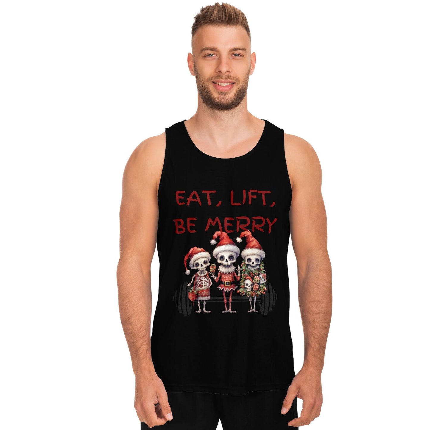 Skeleton Christmas "Eat Lift Be Merry" - Classic Tank Top