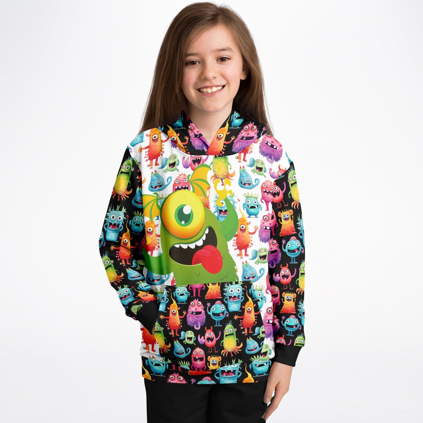 Cheerful Monster in training - Athletic Kids Hoodie