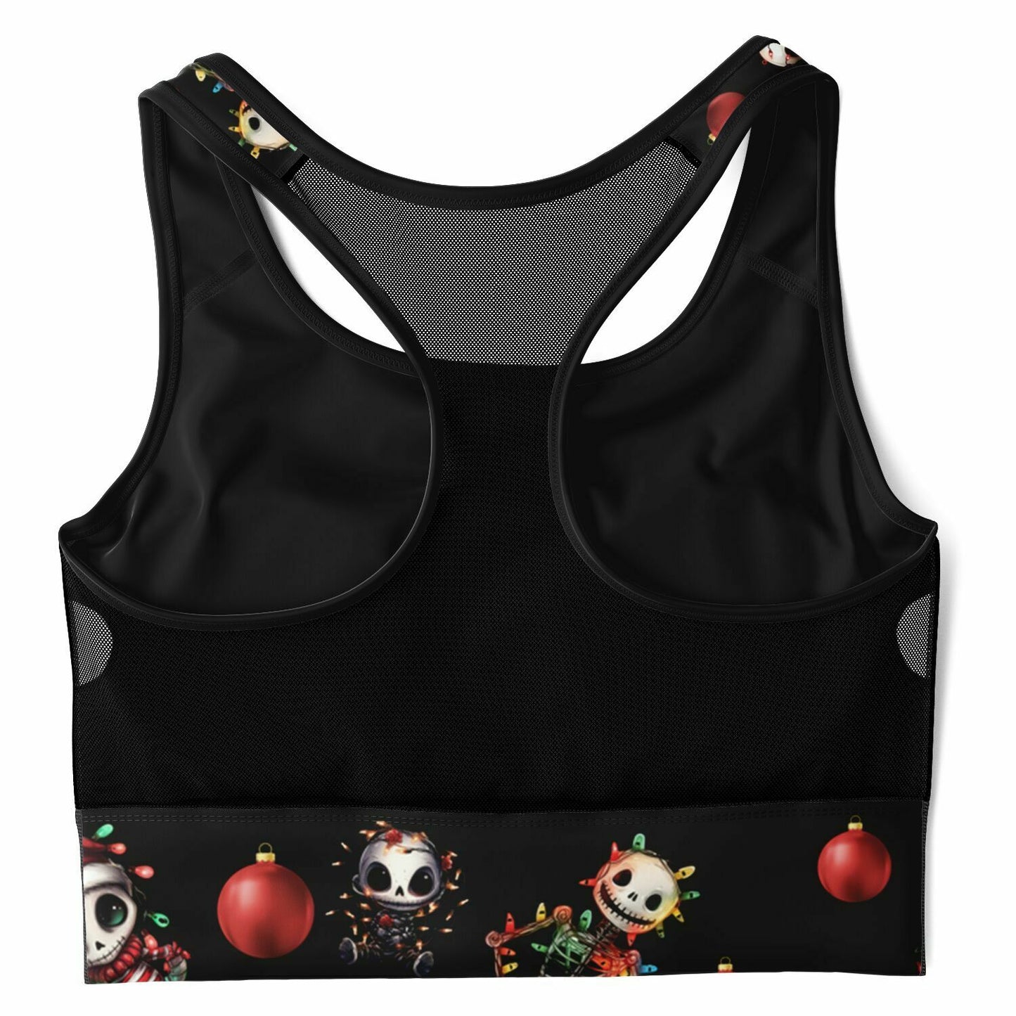 Mesh Padded Sports Bra - festive skeleton
